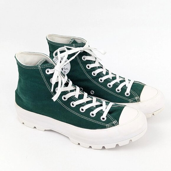 Womens Converse Lugged Heel Shoes Size 10 1/2 Green Platform 10.5 High Top - Picture 1 of 6